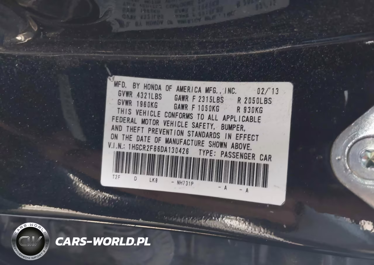 2013 Honda Accord Ex-L VIN:1HGCR2F86DA130426 - 9