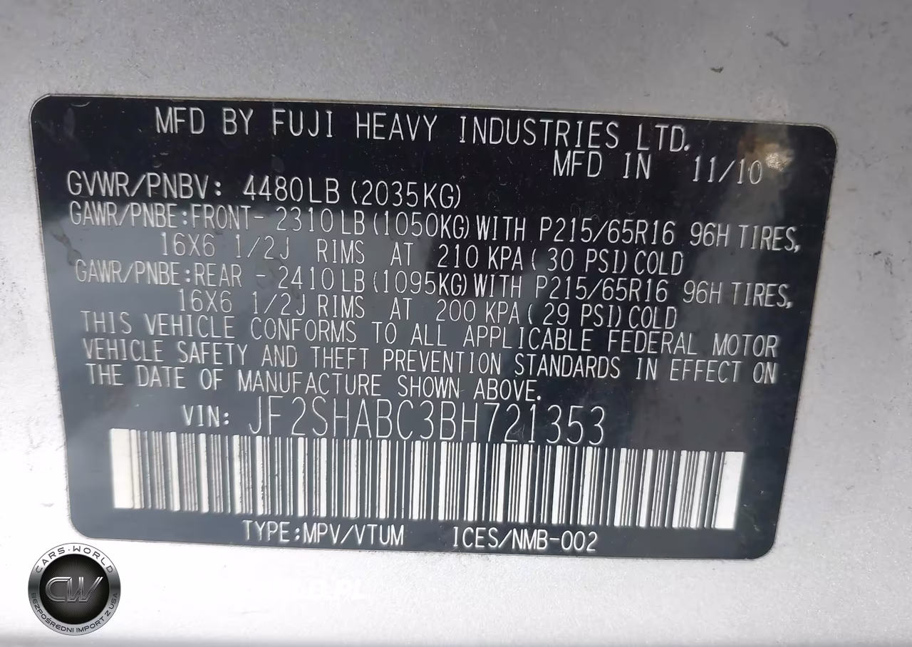 2011 Subaru Forester 2.5X VIN:JF2SHABC3BH721353 - 9