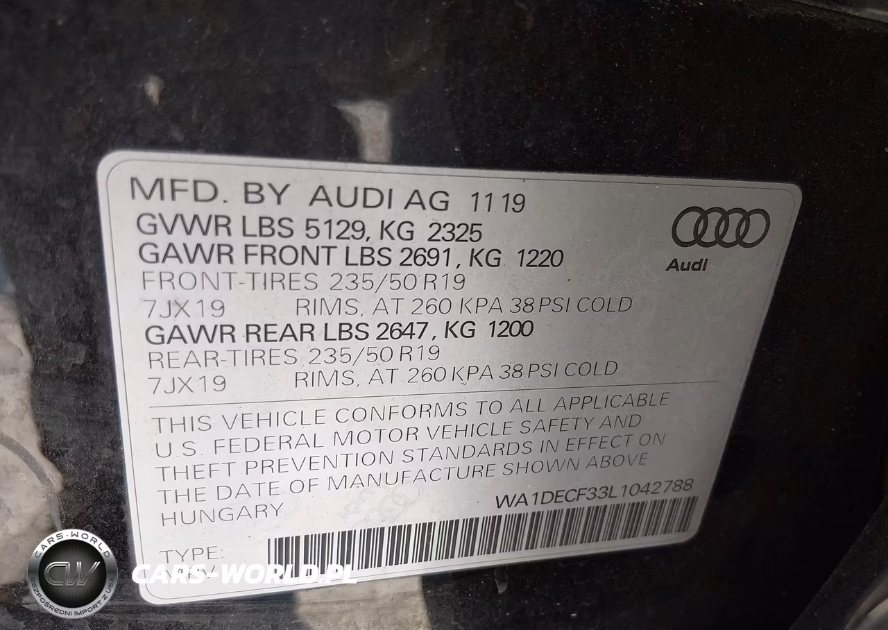 2020 Audi Q3 Premium 45 Tfsi S Line Quattro Tiptronic VIN:WA1DECF33L1042788 - 7