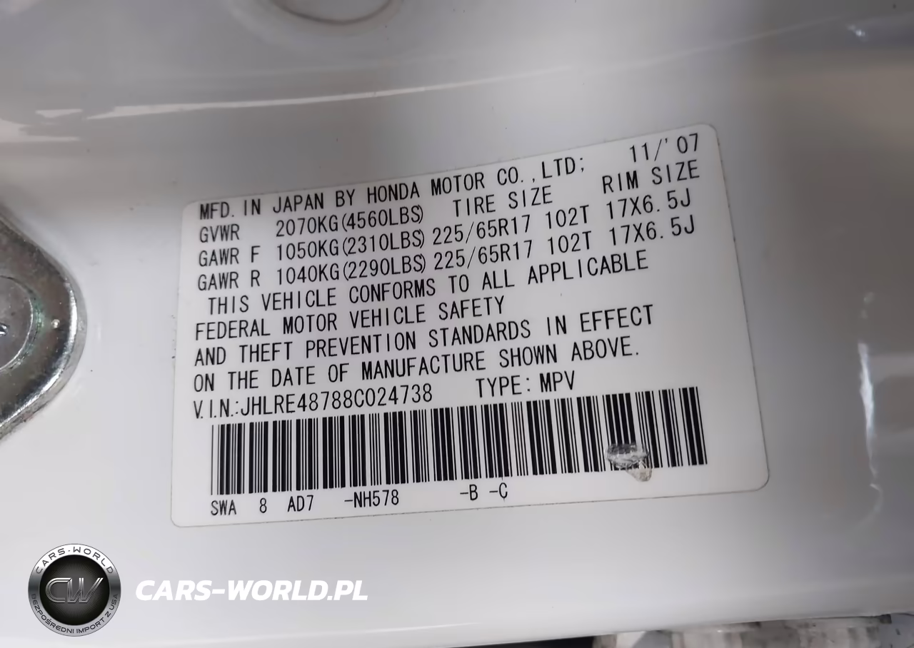 2008 Honda Cr-V Ex-L VIN:JHLRE48788C024738 - 9