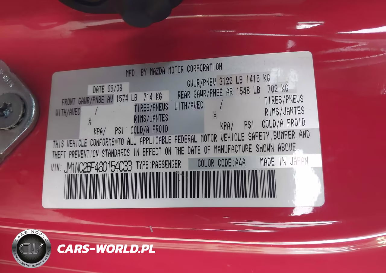 2008 Mazda Mx-5 Grand Touring VIN:JM1NC26F480154033 - 9
