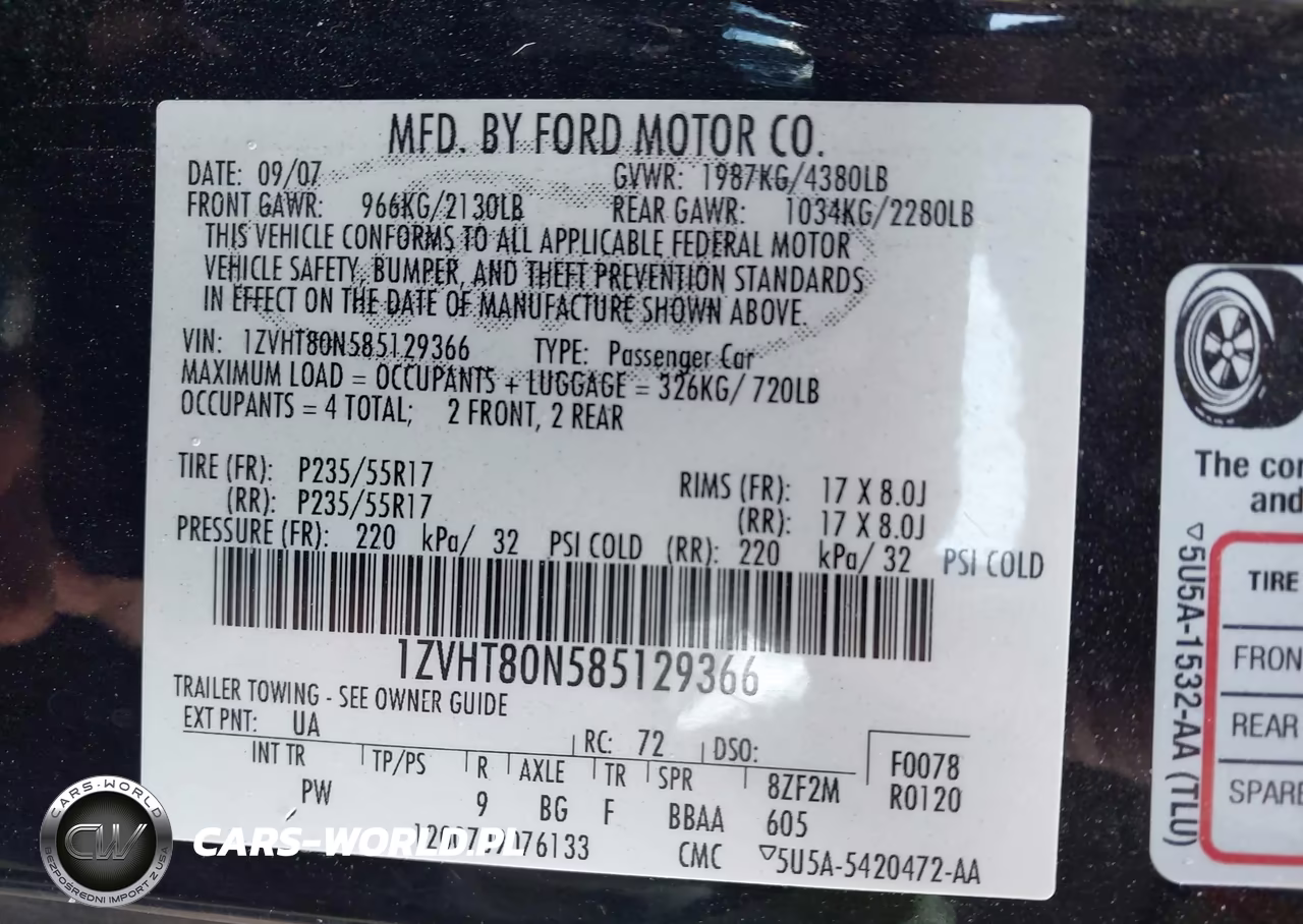 2008 Ford Mustang V6 Deluxe-V6 Premium VIN:1ZVHT80N585129366 - 9