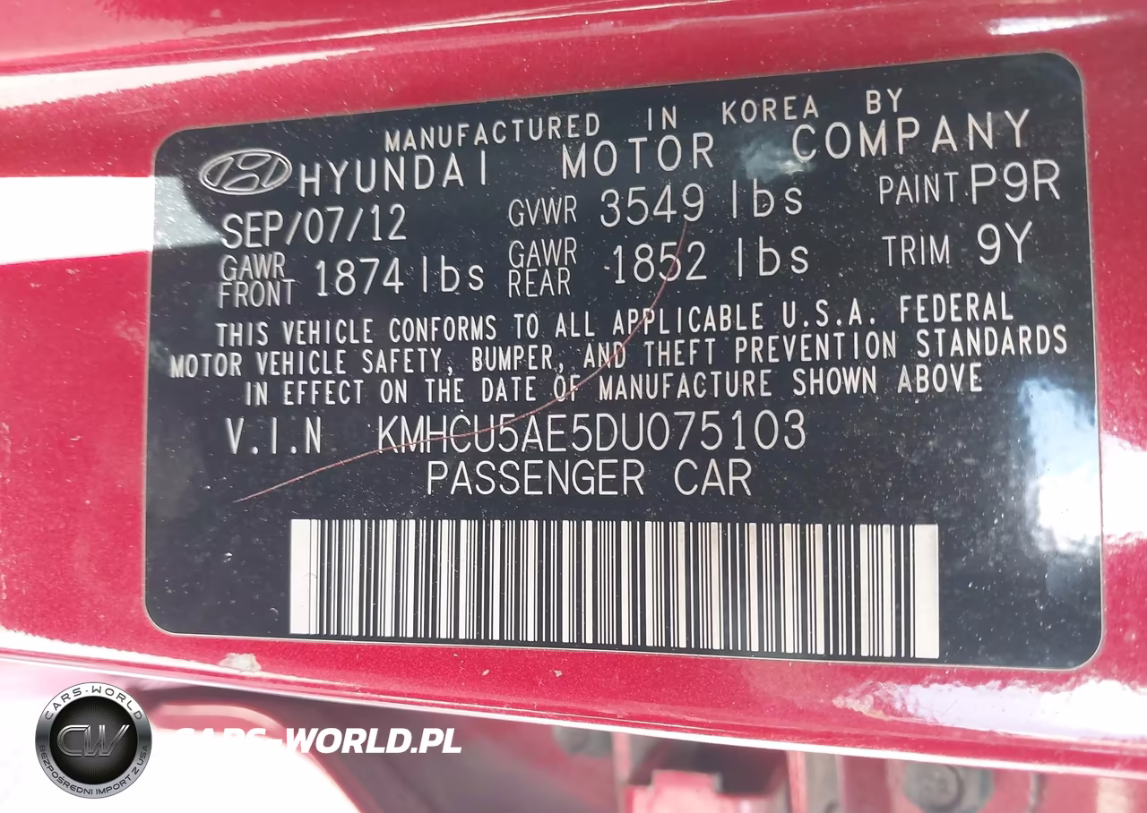 2013 Hyundai Accent Se VIN:KMHCU5AE5DU075103 - 9