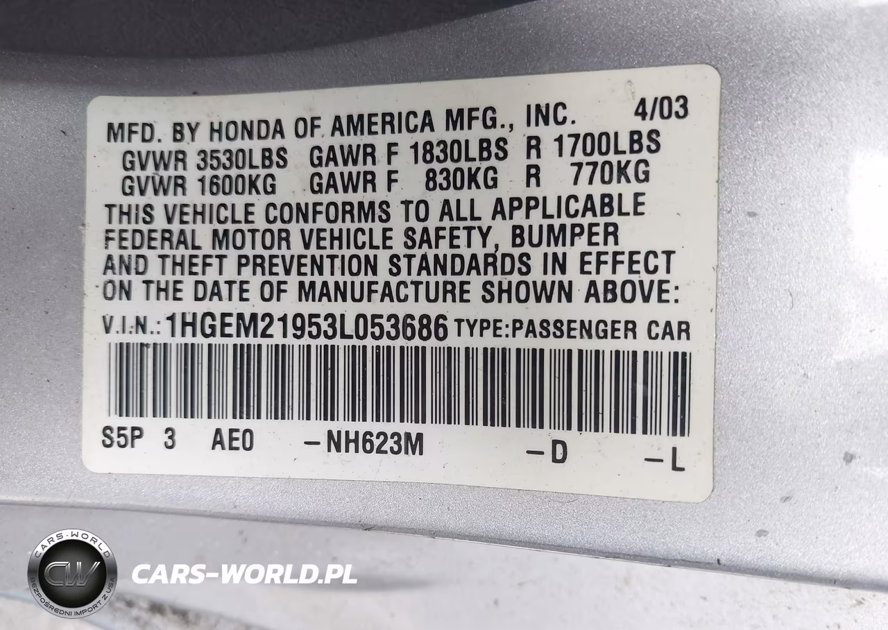2003 Honda Civic Ex VIN:1HGEM21953L053686 - 9