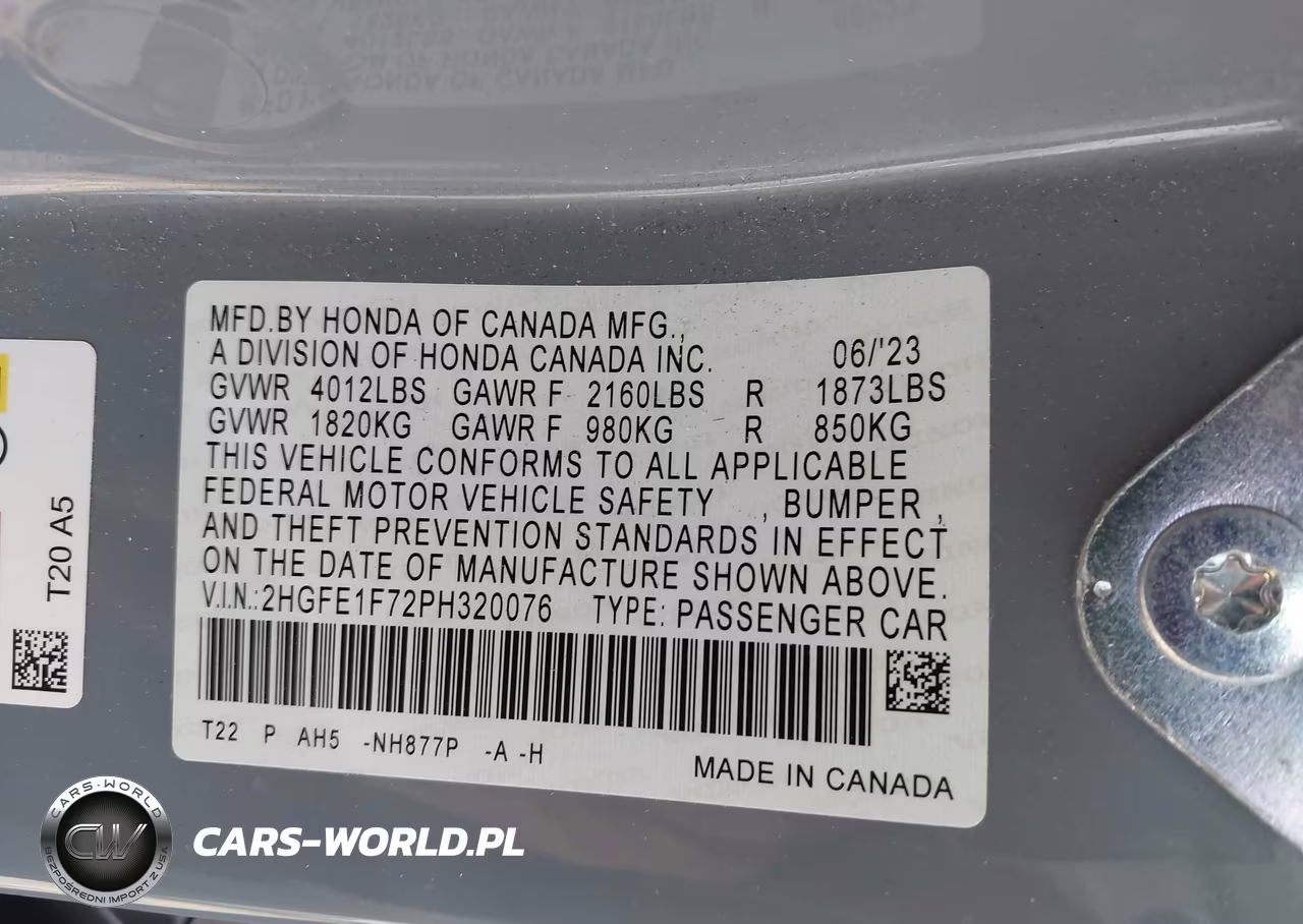2023 Honda Civic Ex-Ex W-O Bsi VIN:2HGFE1F72PH320076 - 9