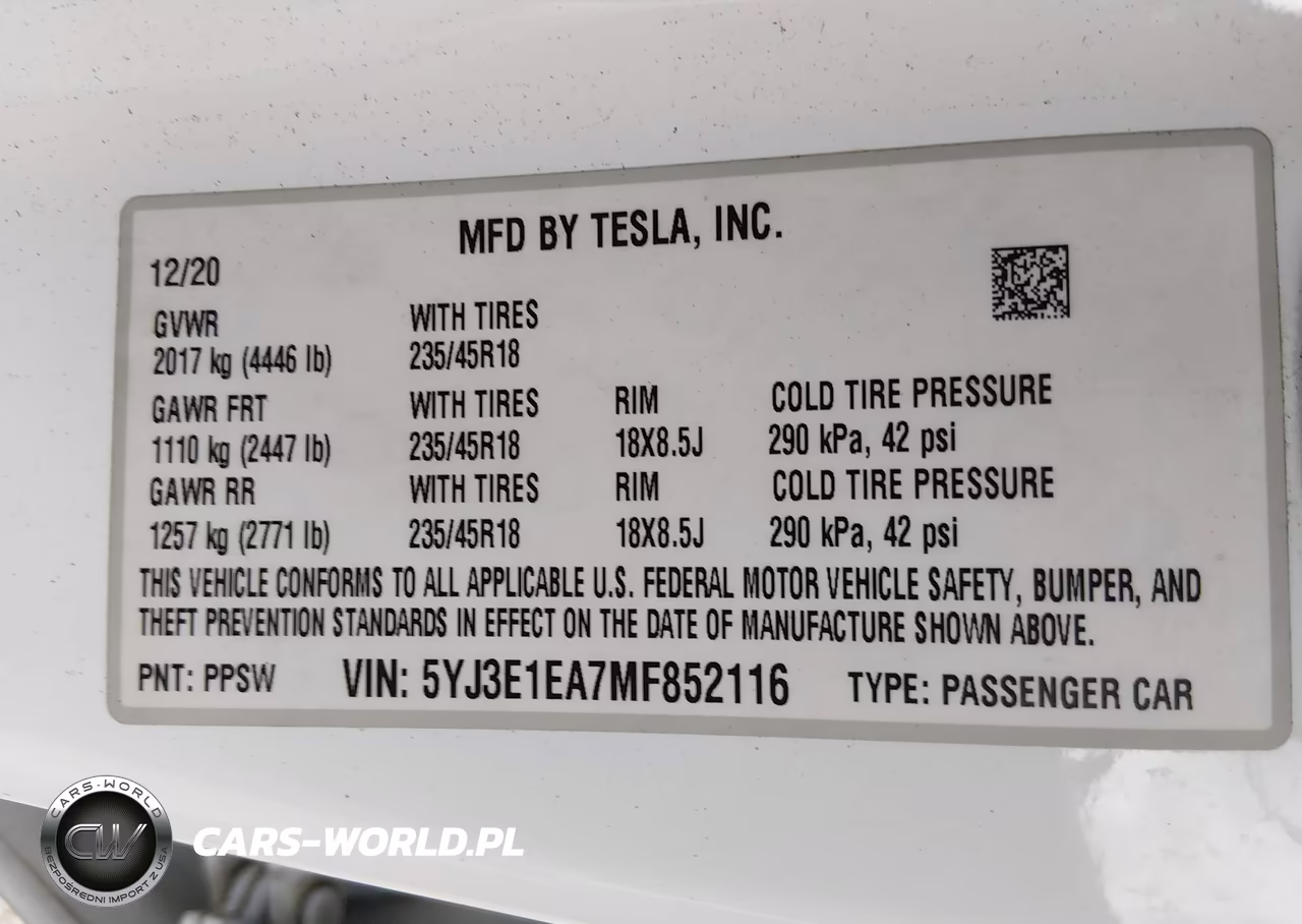2021 Tesla Model 3 Standard Range Plus Rear-Wheel Drive VIN:5YJ3E1EA7MF852116 - 9