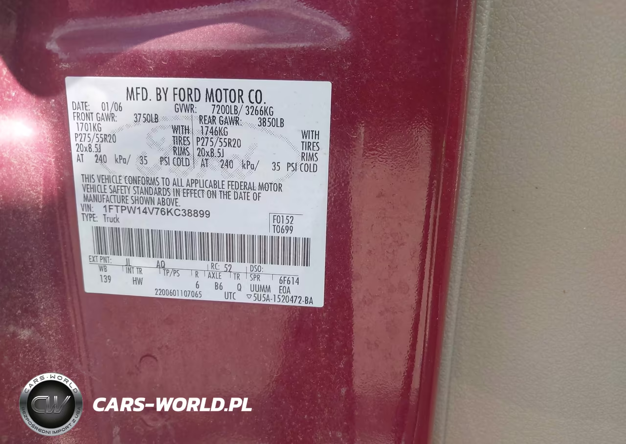 2006 Ford F-150 Fx4-Lariat-Xlt VIN:1FTPW14V76KC38899 - 9