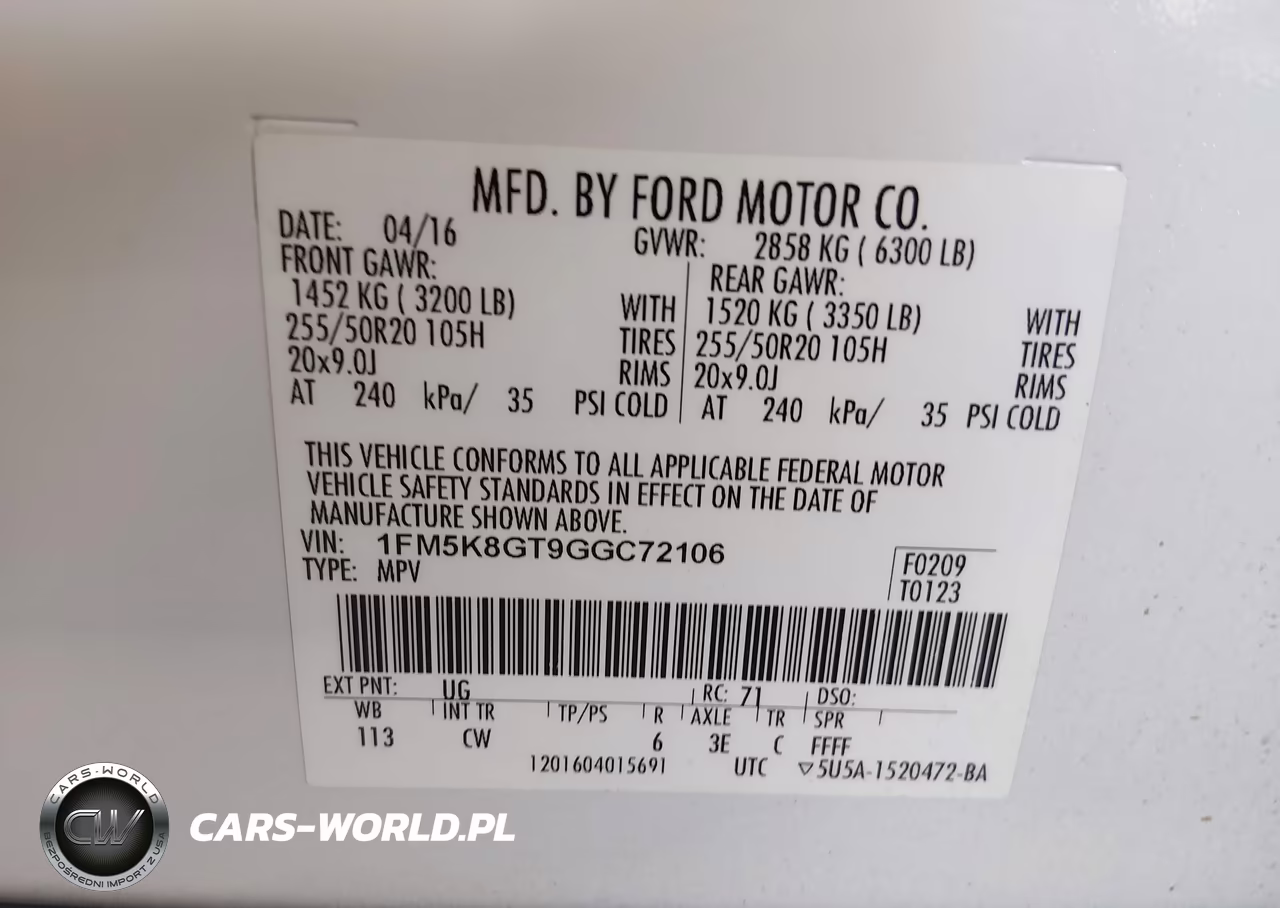 2016 Ford Explorer Sport VIN:1FM5K8GT9GGC72106 - 9
