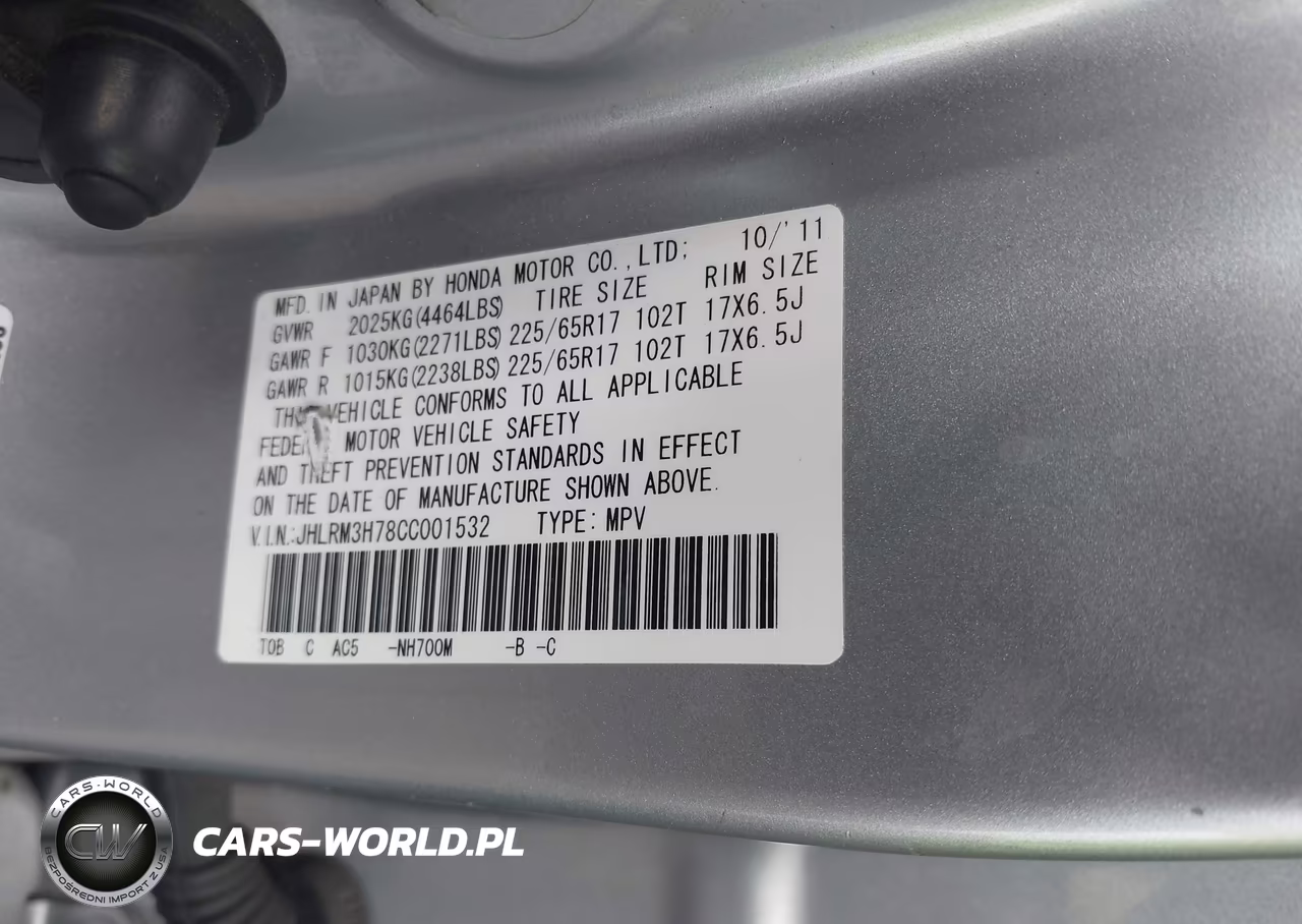 2012 Honda Cr-V Exl VIN:JHLRM3H78CC001532 - 9
