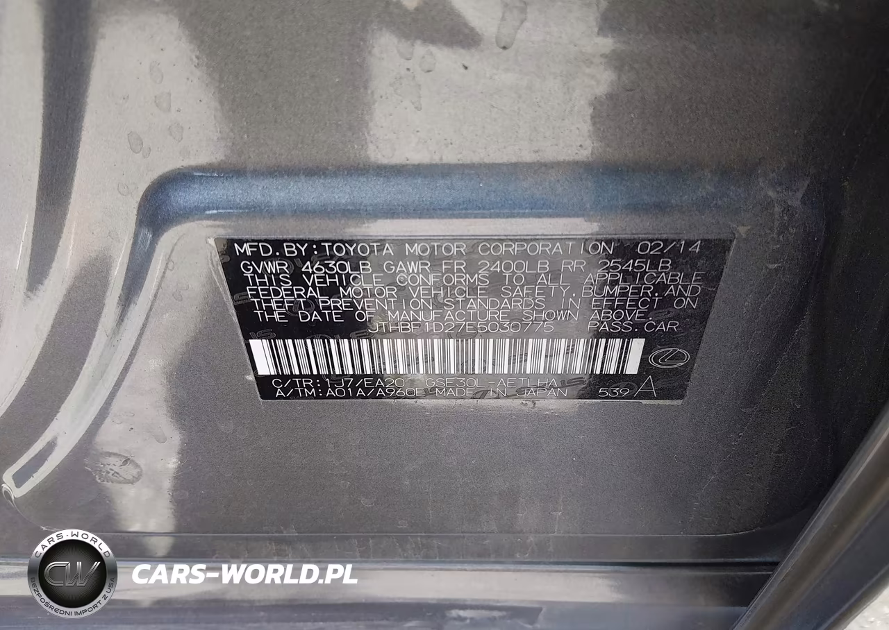 2014 Lexus Is 250 VIN:JTHBF1D27E5030775 - 9