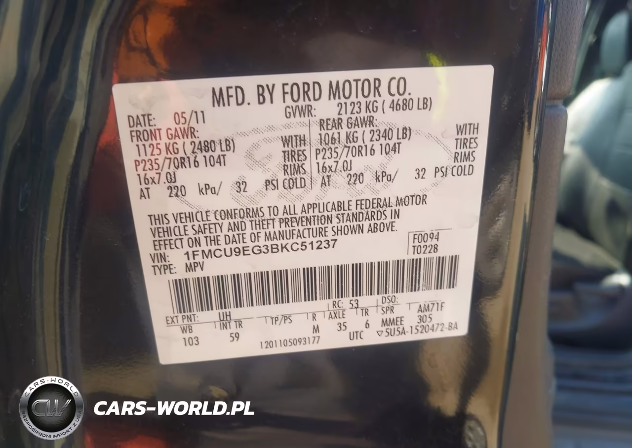2011 Ford Escape Limited VIN:1FMCU9EG3BKC51237 - 9