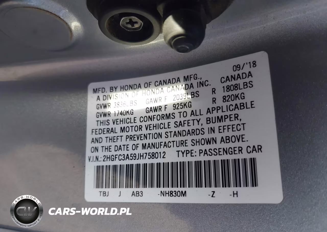 2018 Honda Civic Si VIN:2HGFC3A59JH758012 - 9