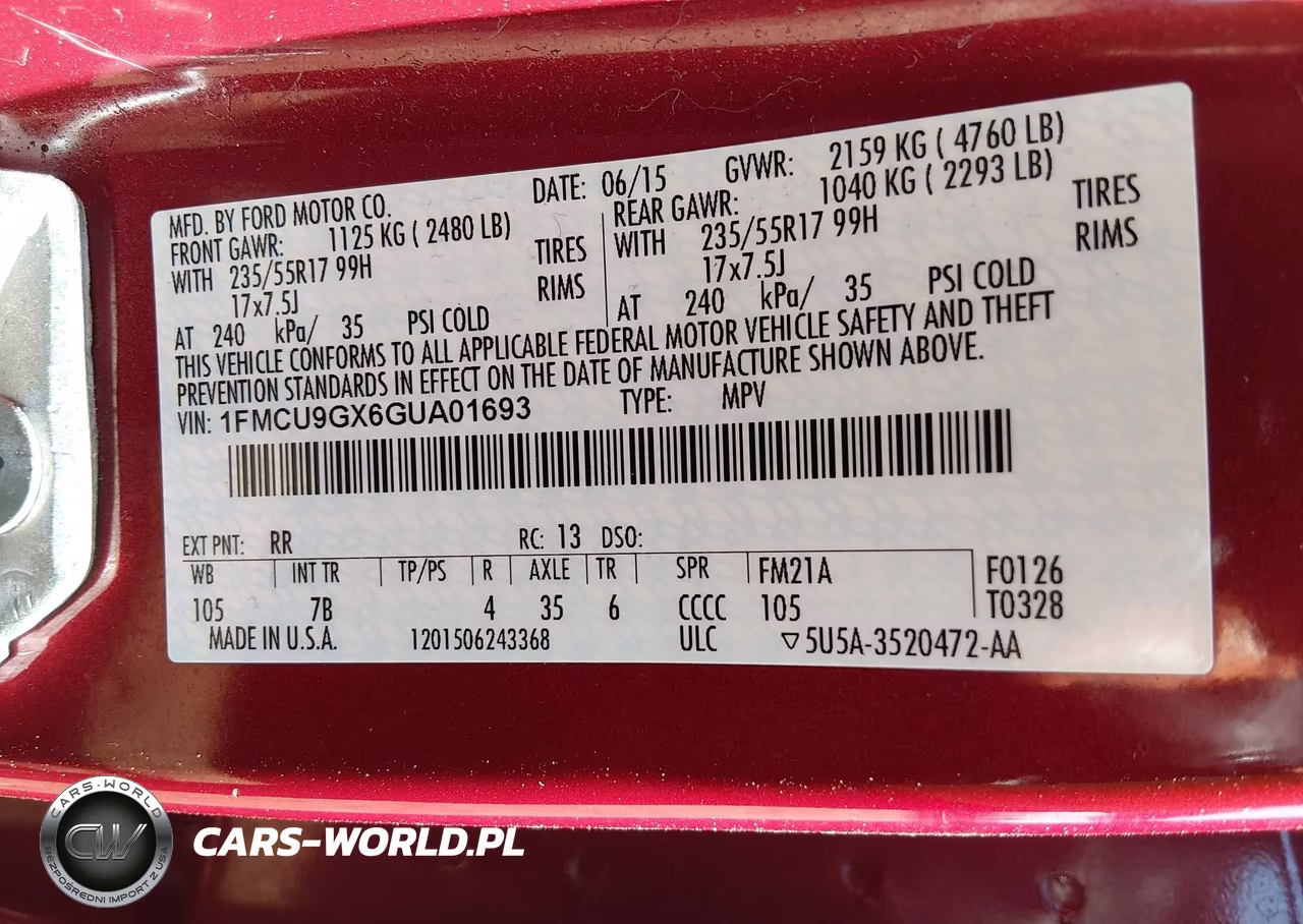 2016 Ford Escape Se VIN:1FMCU9GX6GUA01693 - 9