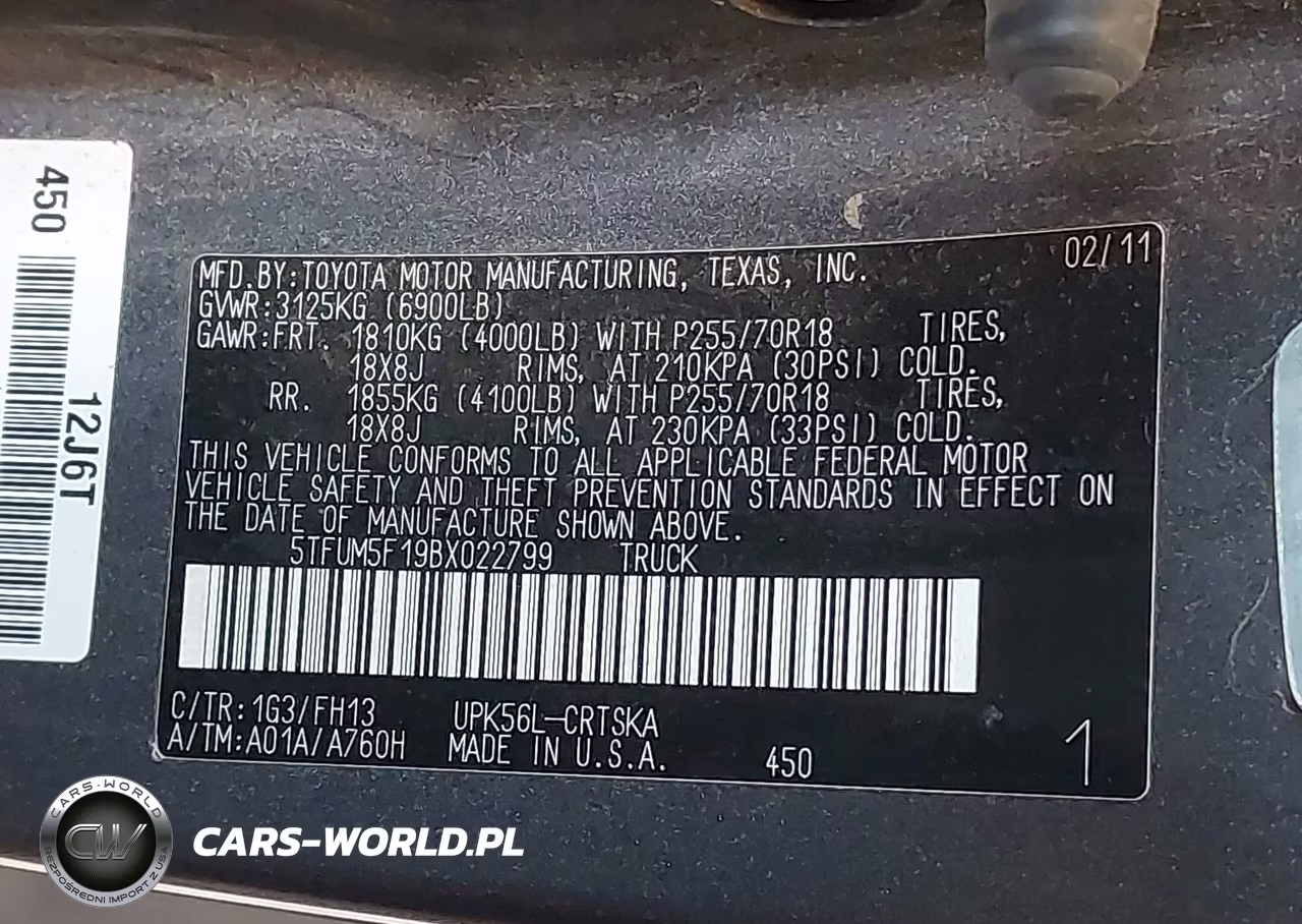 2011 Toyota Tundra Grade 4.6L V8 VIN:5TFUM5F19BX022799 - 9