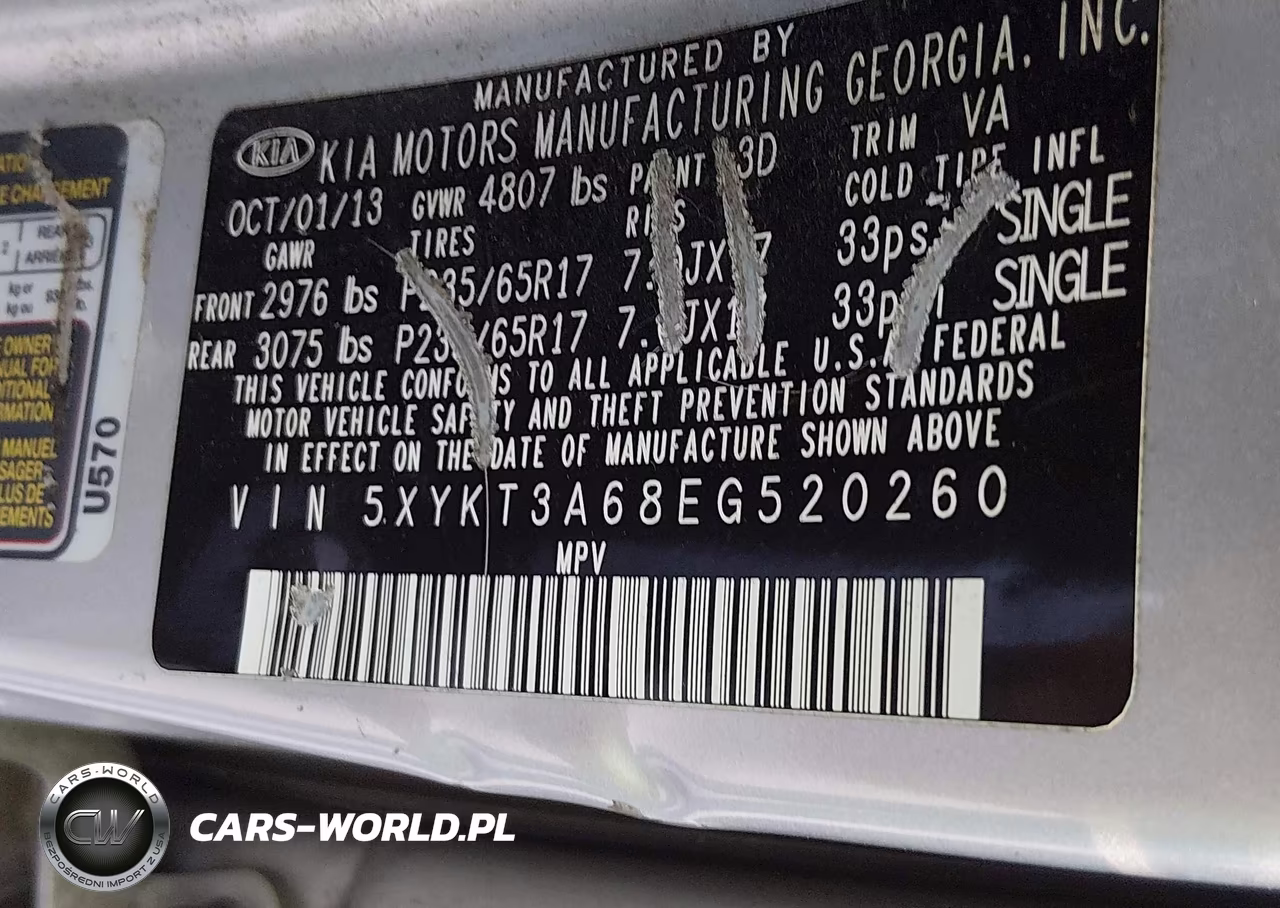 2014 Kia Sorento Lx VIN:5XYKT3A68EG520260 - 9
