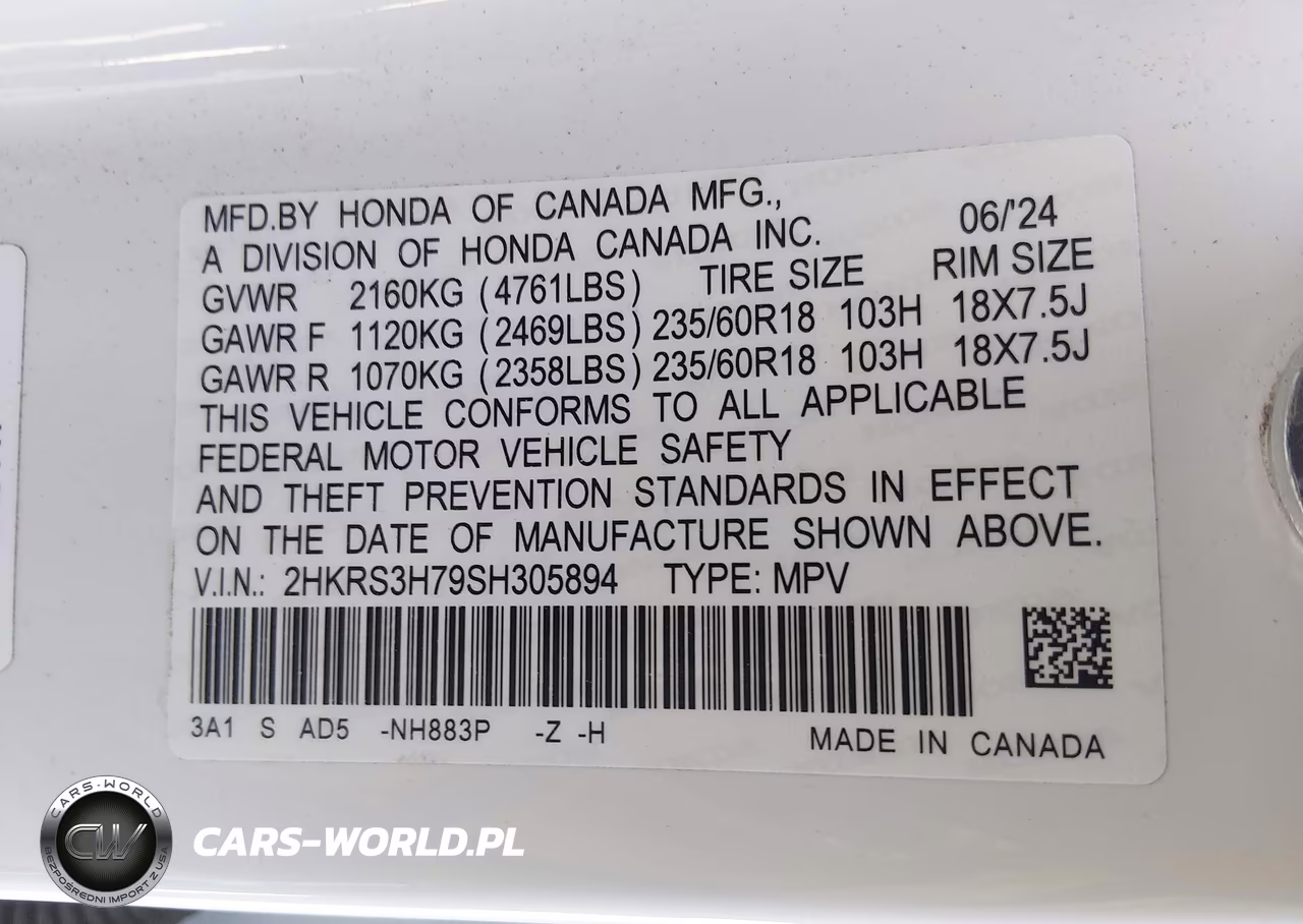 2025 Honda Cr-V Ex-L 2Wd VIN:2HKRS3H79SH305894 - 9
