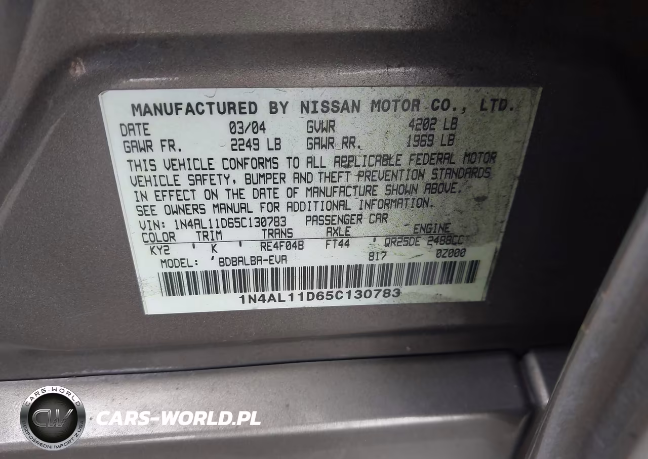 2005 Nissan Altima 2.5 S VIN:1N4AL11D65C130783 - 9