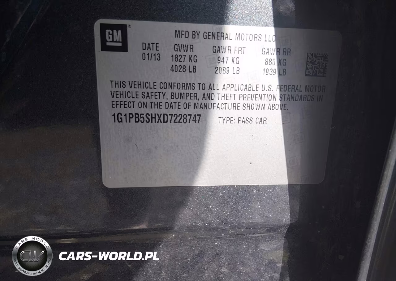 CHEVROLET CRUZE VIN:1G1PB5SHXD7228747 - 9