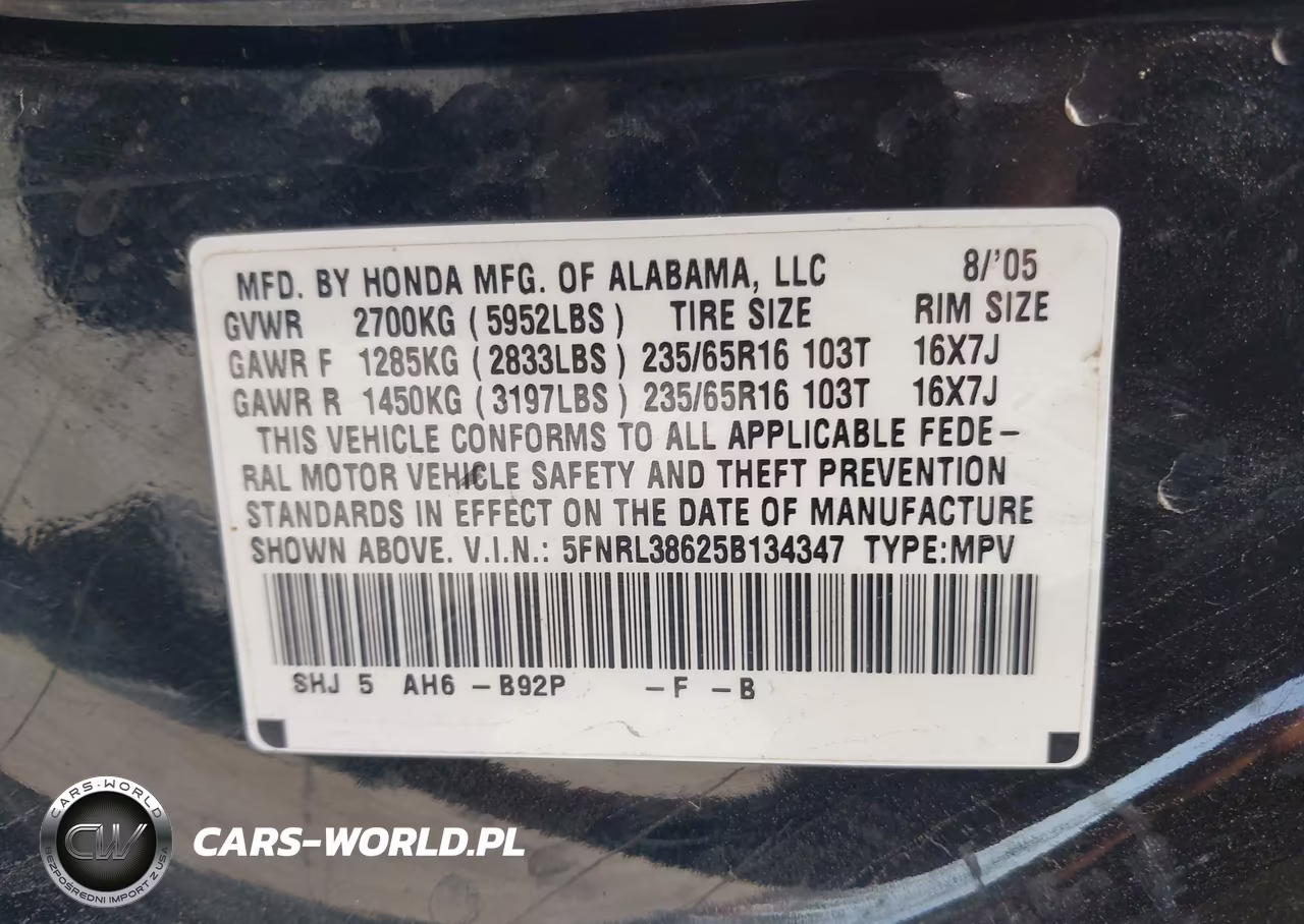2005 Honda Odyssey Ex-L VIN:5FNRL38625B134347 - 9