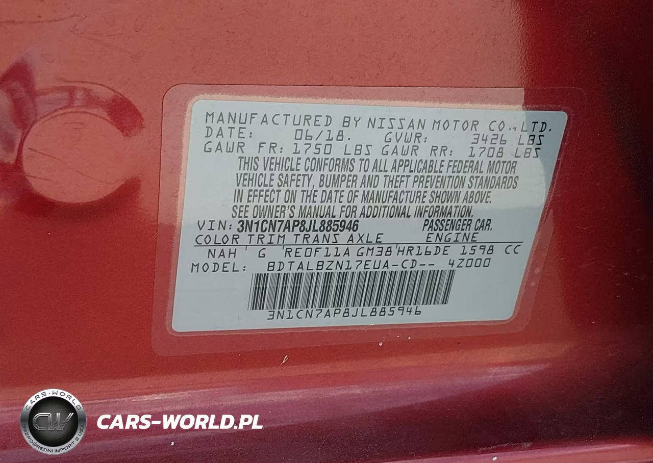 2018 Nissan Versa 1.6 Sv VIN:3N1CN7AP8JL885946 - 9