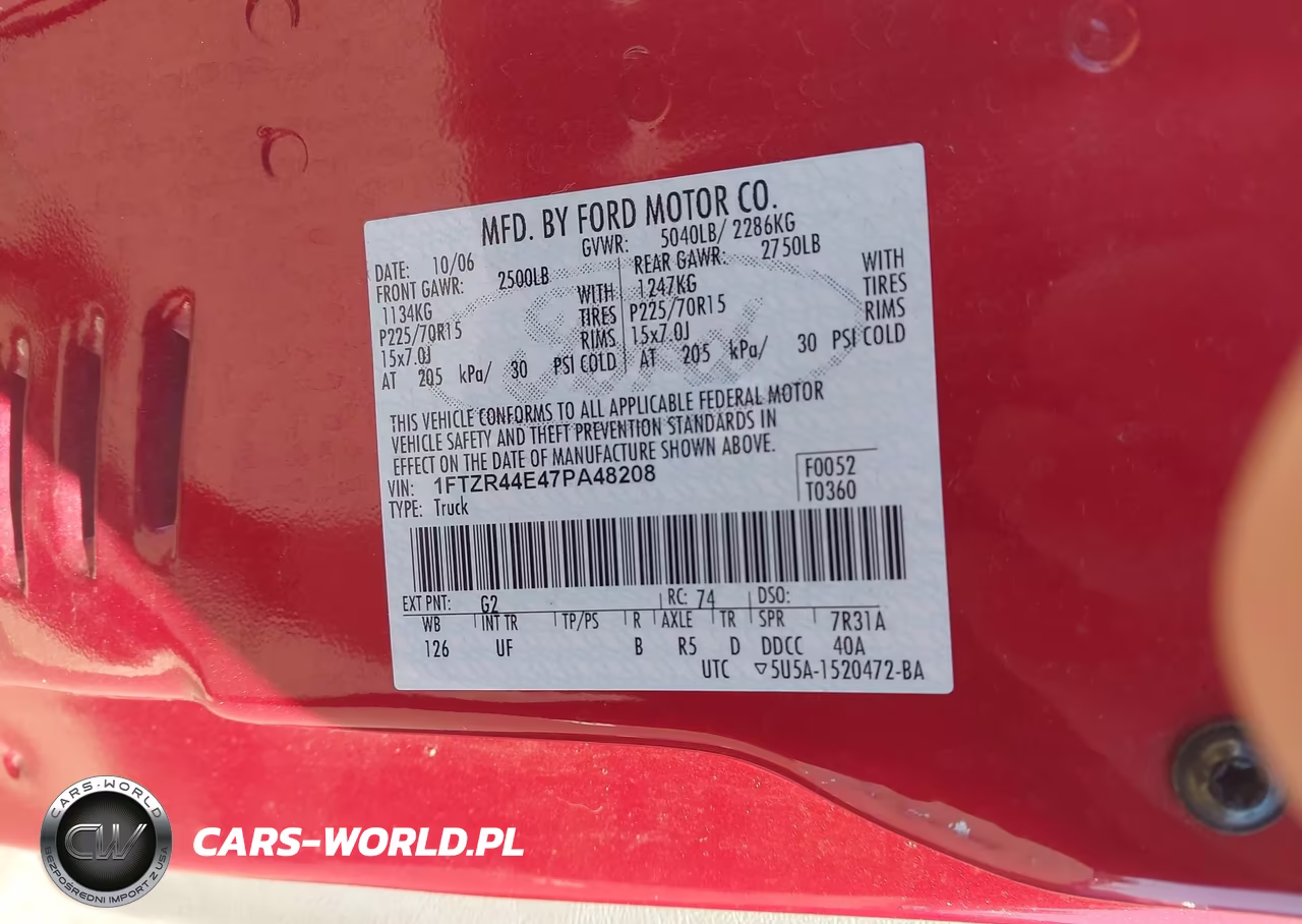 2007 Ford Ranger Stx-Xlt VIN:1FTZR44E47PA48208 - 9