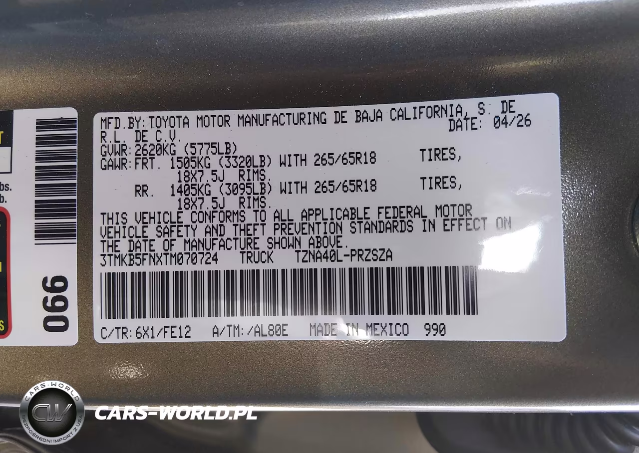 2026 Toyota Tacoma Trd Sport VIN:3TMKB5FNXTM070724 - 9