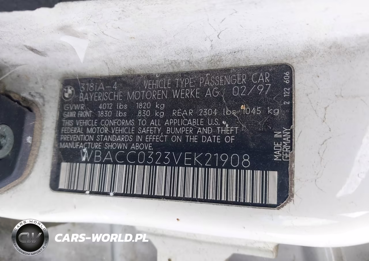 1997 BMW 318I VIN:WBACC0323VEK21908 - 9