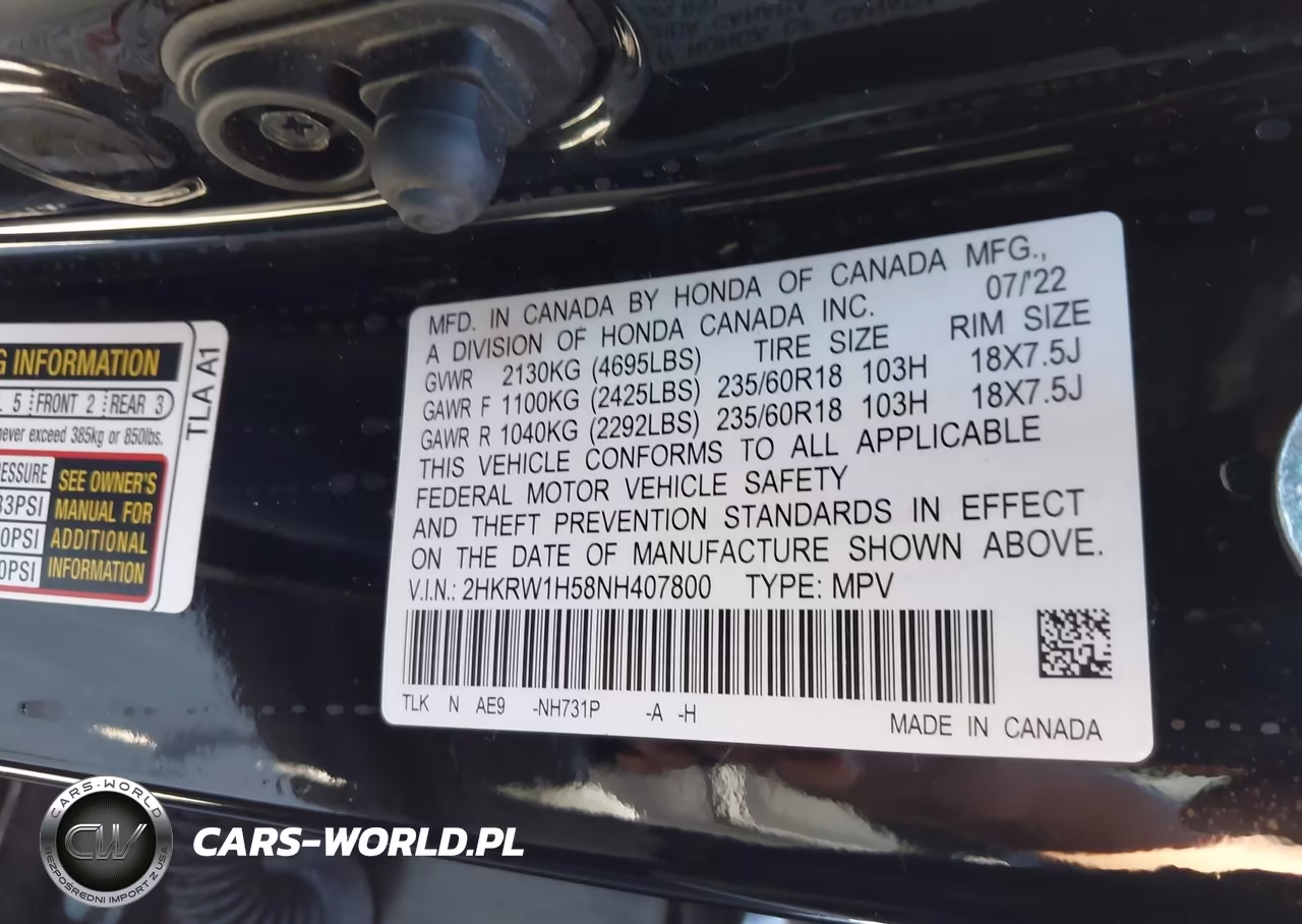2022 Honda Cr-V 2Wd Ex VIN:2HKRW1H58NH407800 - 9