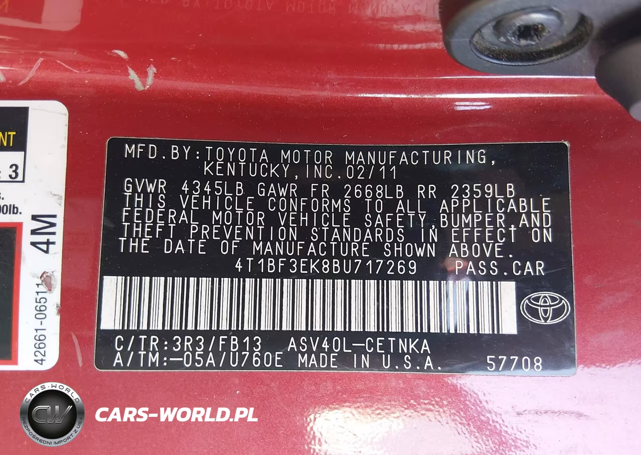 2011 Toyota Camry Le VIN:4T1BF3EK8BU717269 - 9