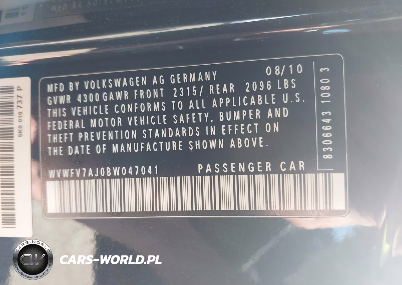 2011 Volkswagen Gti 2-Door VIN:WVWFV7AJ0BW047041 - 9