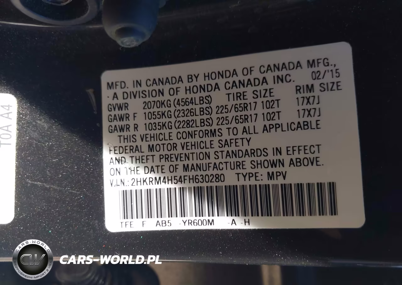 2015 Honda Cr-V Ex VIN:2HKRM4H54FH630280 - 9