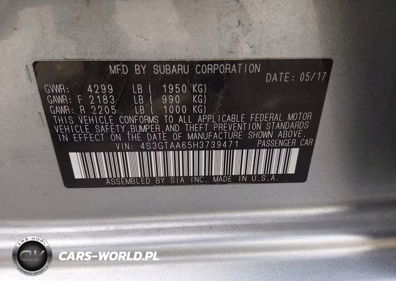 2017 Subaru Impreza 2.0I VIN:4S3GTAA65H3739471 - 9