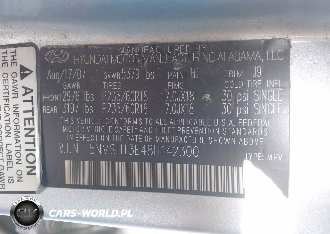 2008 Hyundai Santa Fe Limited-Se VIN:5NMSH13E48H142300 - 9