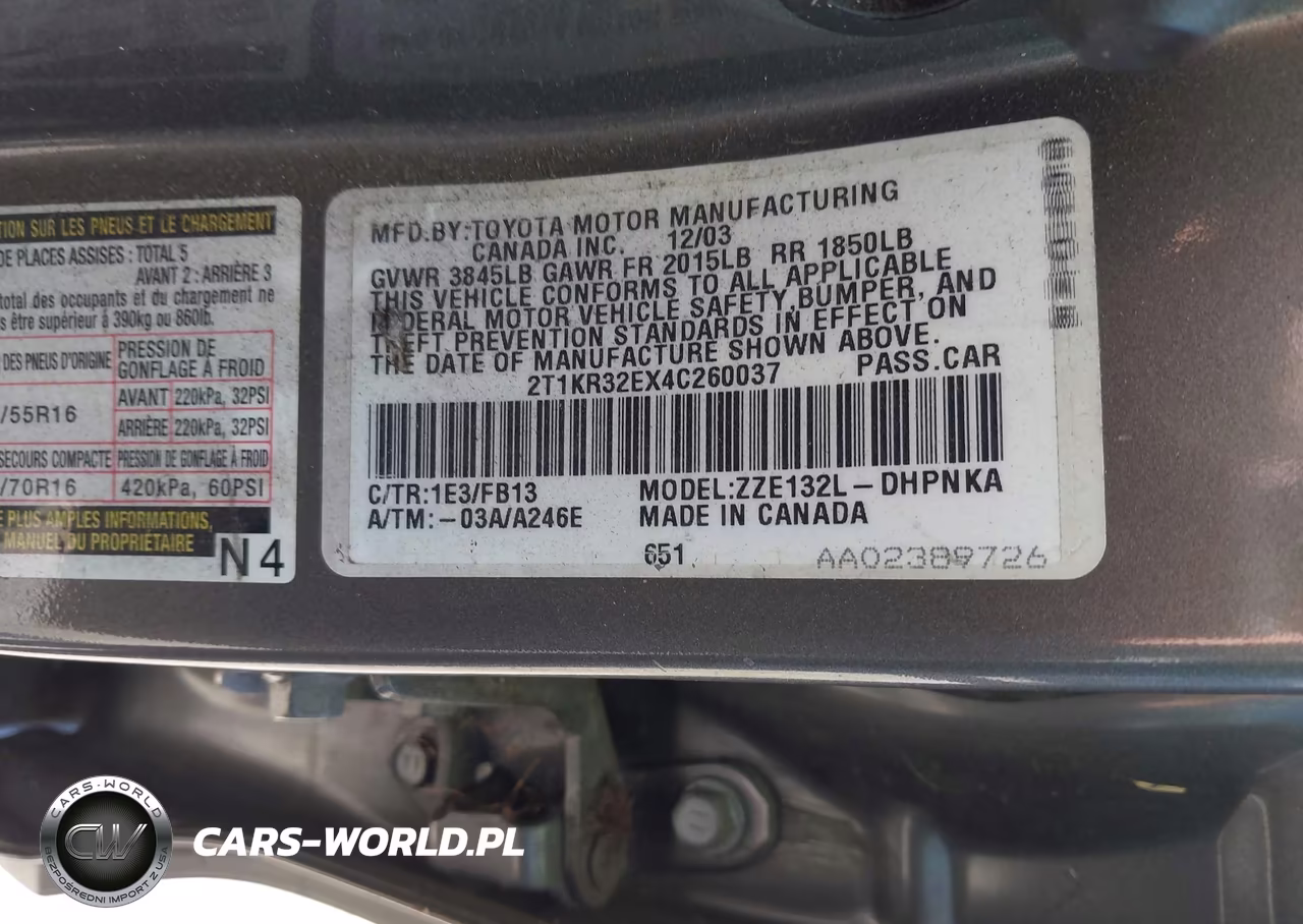 2004 Toyota Matrix Xr VIN:2T1KR32EX4C260037 - 9