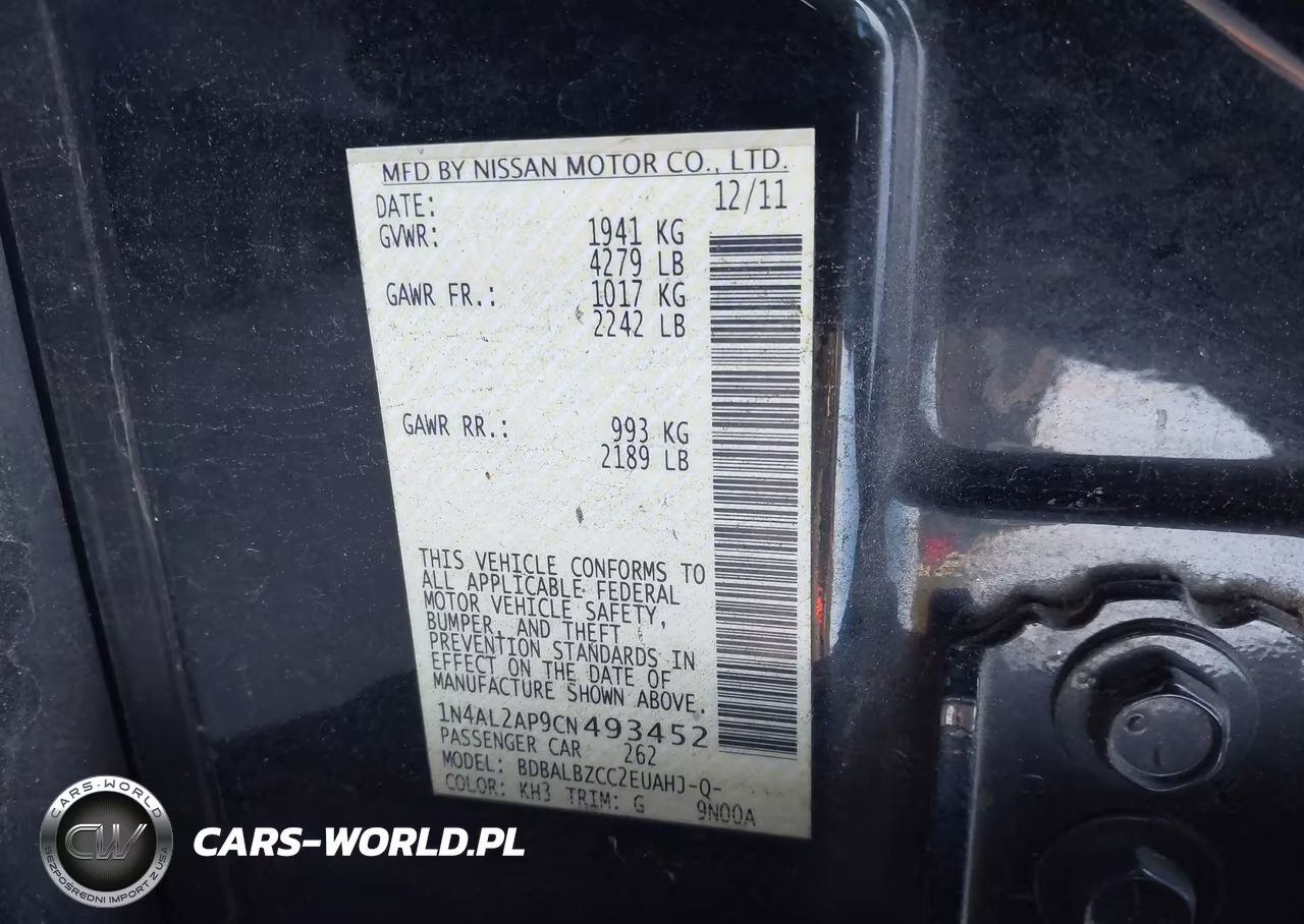 2012 Nissan Altima 2.5 S VIN:1N4AL2AP9CN493452 - 9