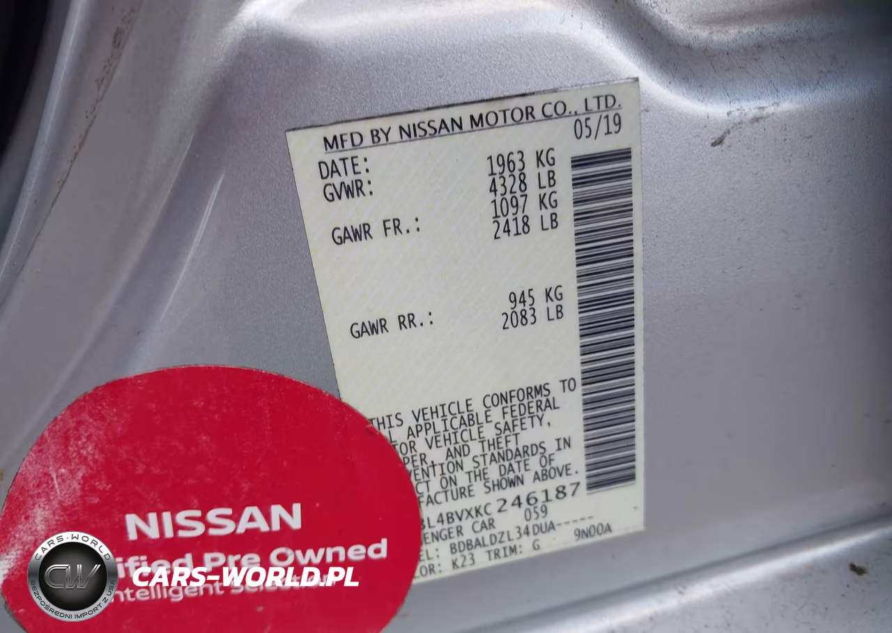 2019 Nissan Altima 2.5 S VIN:1N4BL4BVXKC246187 - 9