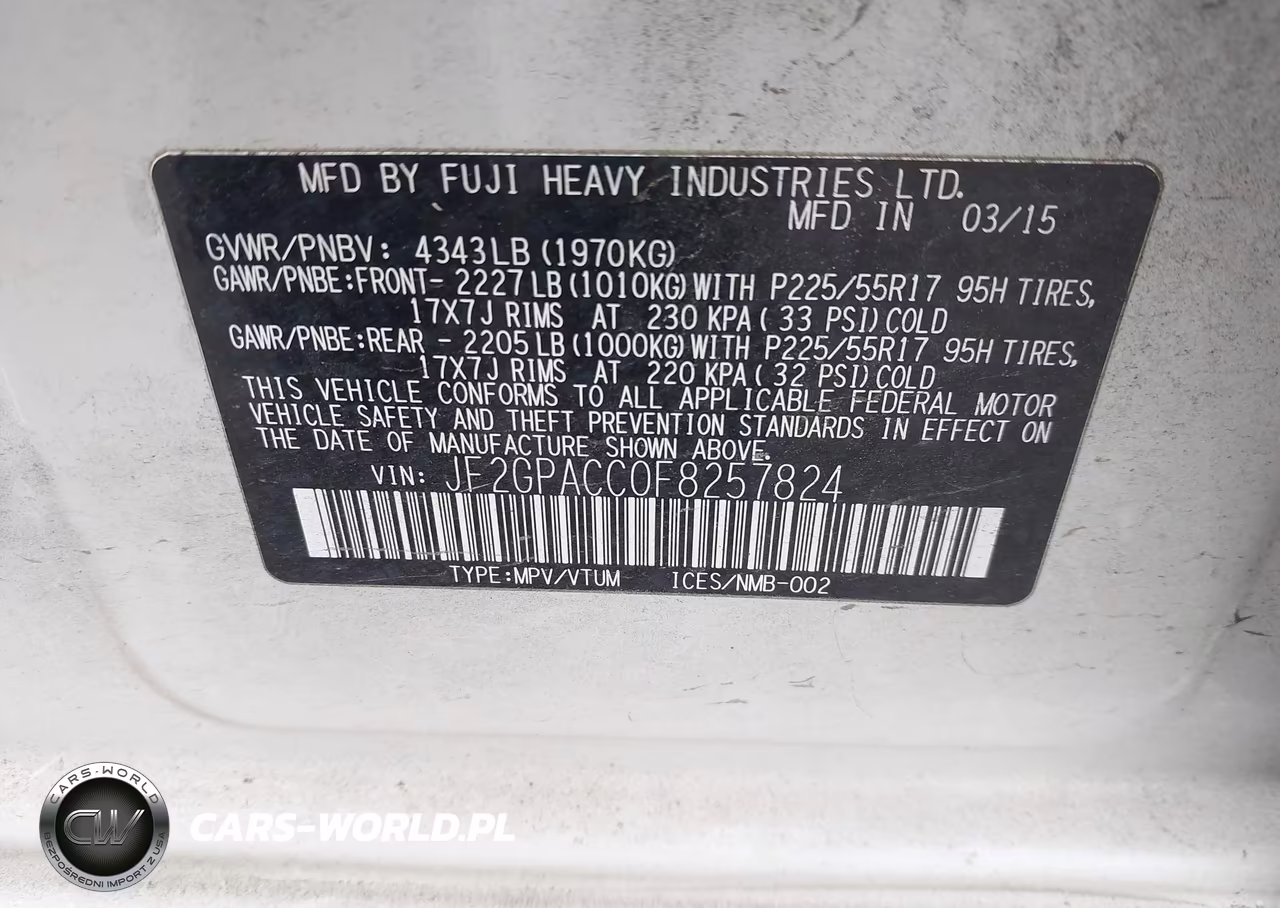 2015 Subaru Xv Crosstrek 2.0I Premium VIN:JF2GPACC0F8257824 - 9