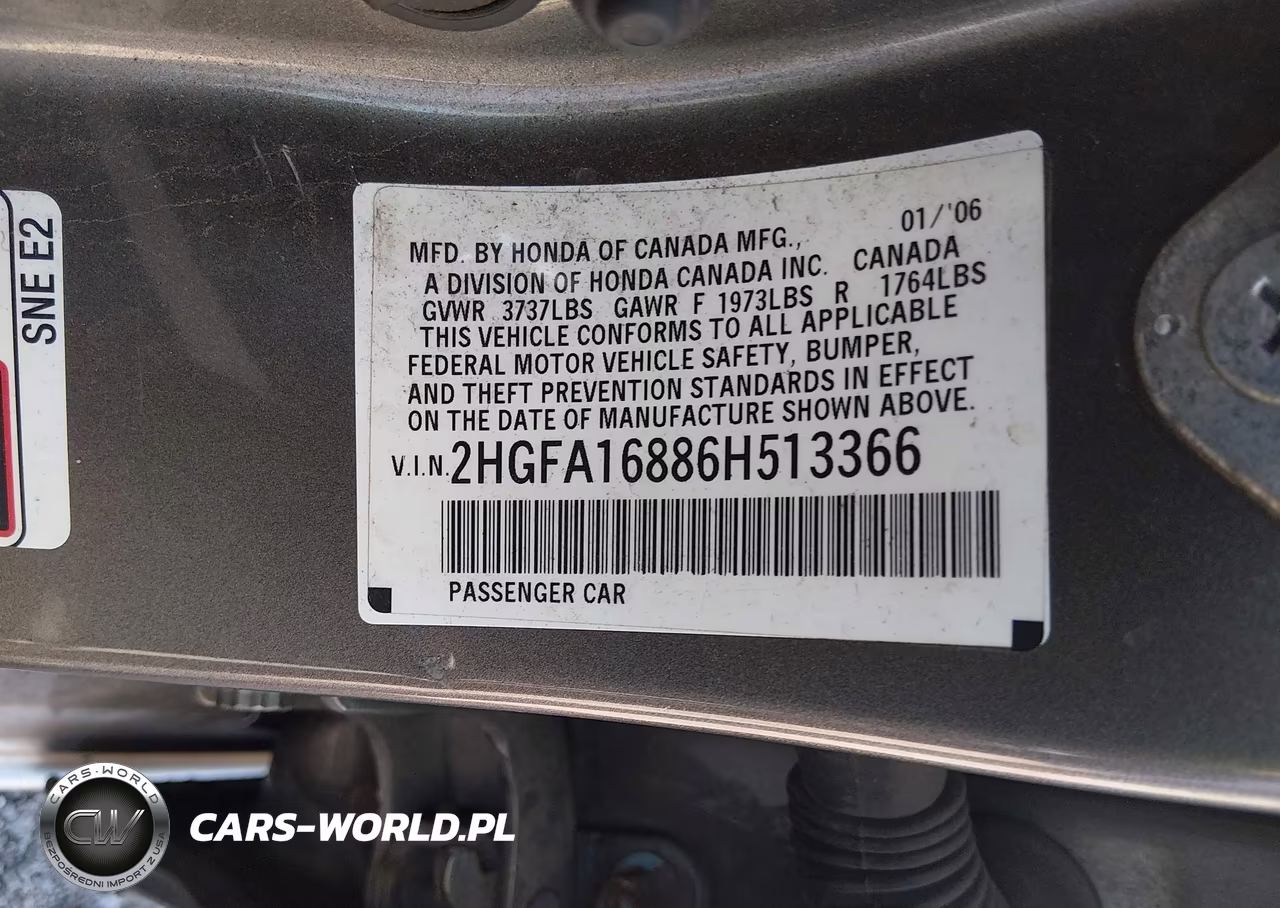 2006 Honda Civic Ex VIN:2HGFA16886H513366 - 9