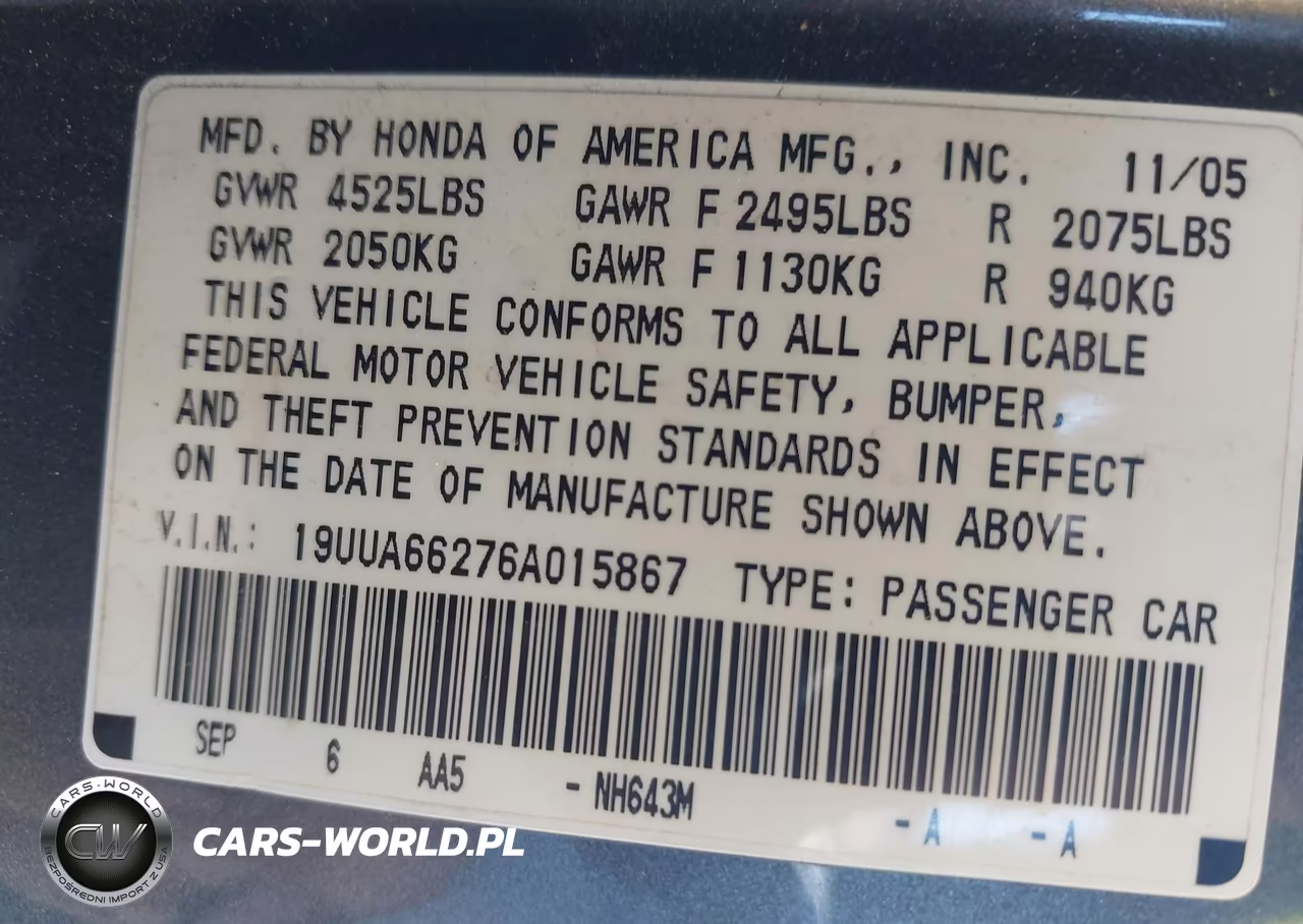 2006 Acura Tl VIN:19UUA66276A015867 - 9