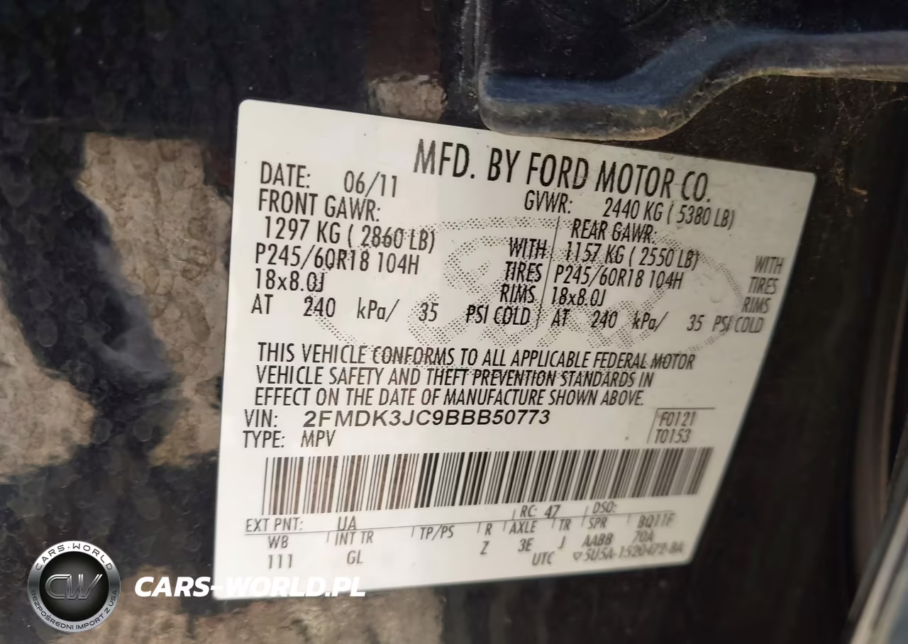 2011 Ford Edge Sel VIN:2FMDK3JC9BBB50773 - 9