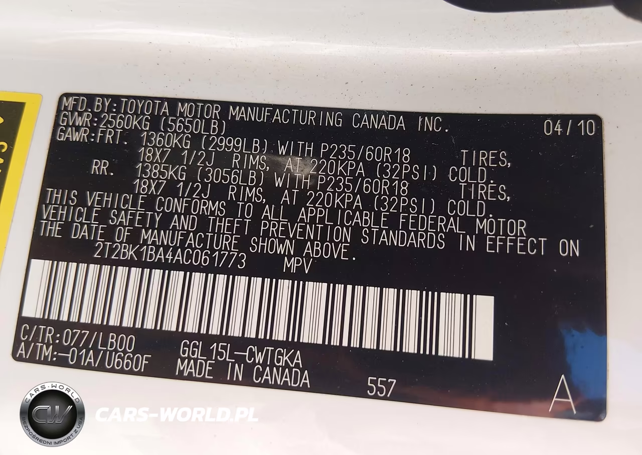 2010 Lexus Rx 350 VIN:2T2BK1BA4AC061773 - 9
