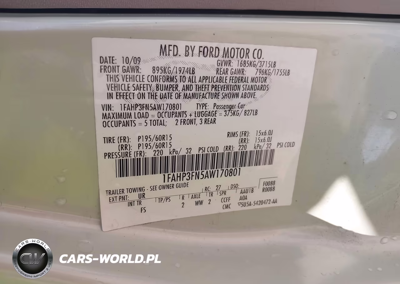2010 Ford Focus Se VIN:1FAHP3FN5AW170801 - 9