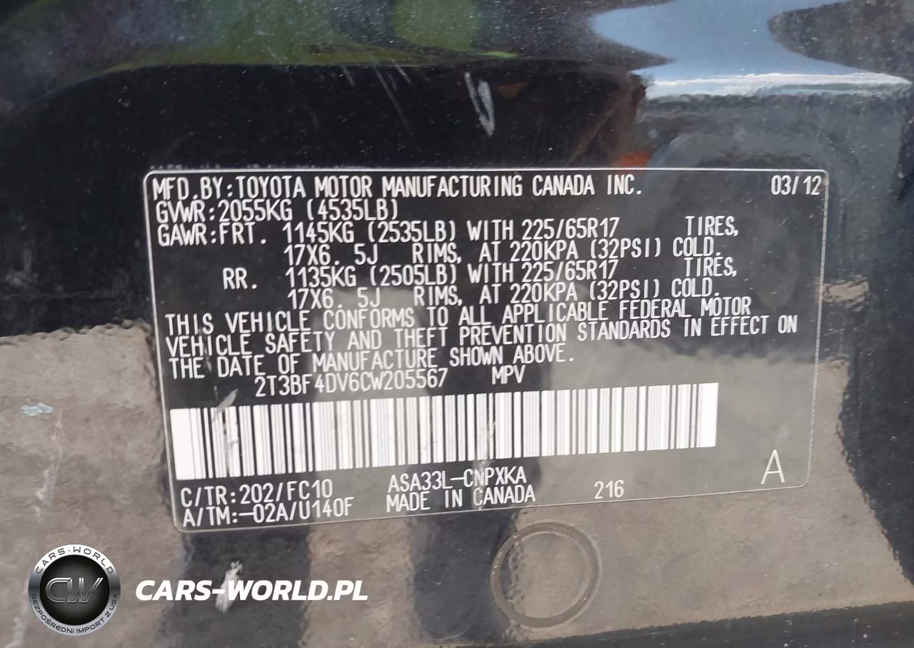 2012 Toyota Rav4 VIN:2T3BF4DV6CW205567 - 9