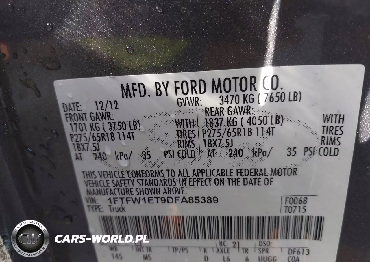 2013 Ford F-150 Xlt VIN:1FTFW1ET9DFA85389 - 9