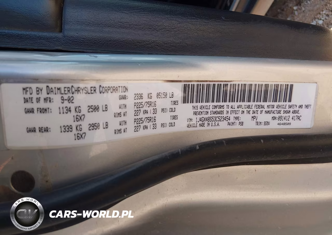 2003 Jeep Grand Cherokee Laredo VIN:1J4GX48S53C523454 - 9
