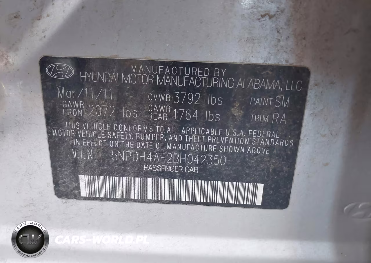 2011 Hyundai Elantra Gls VIN:5NPDH4AE2BH042350 - 9