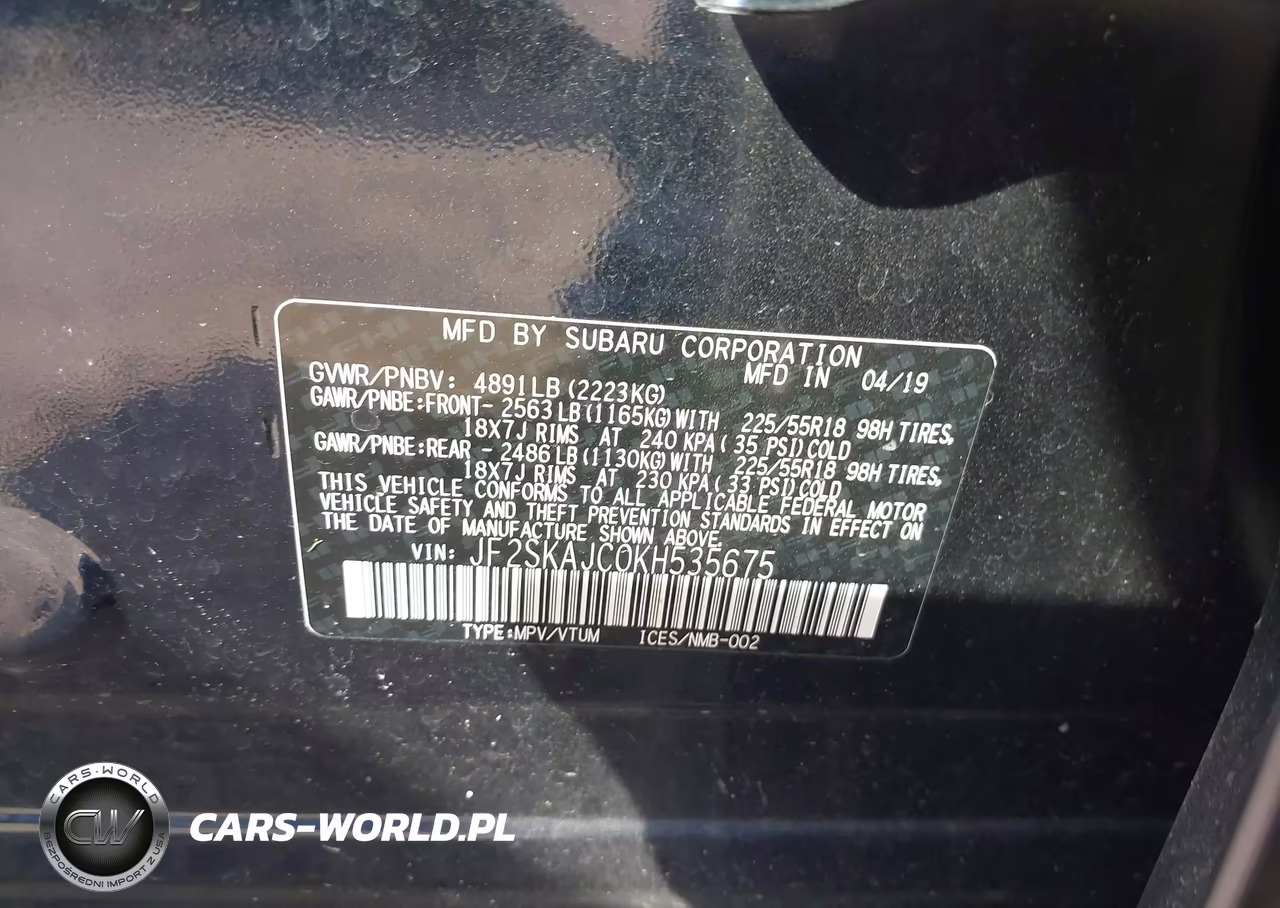 2019 Subaru Forester Sport VIN:JF2SKAJC0KH535675 - 9