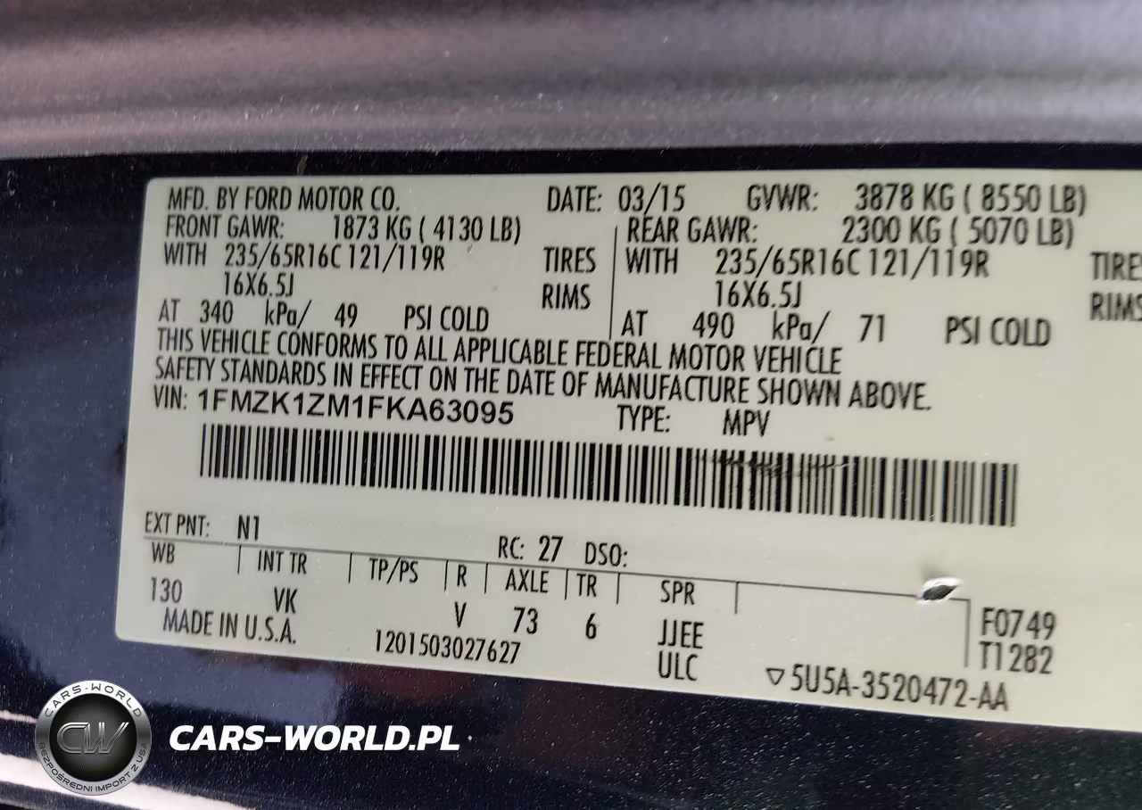 2015 Ford Transit-150 Xl VIN:1FMZK1ZM1FKA63095 - 9