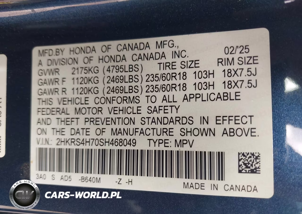 2025 Honda Cr-V Ex-L Awd VIN:2HKRS4H70SH468049 - 9