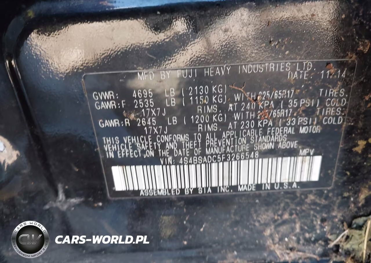 2015 Subaru Outback 2.5I Premium VIN:4S4BSADC5F3266548 - 8